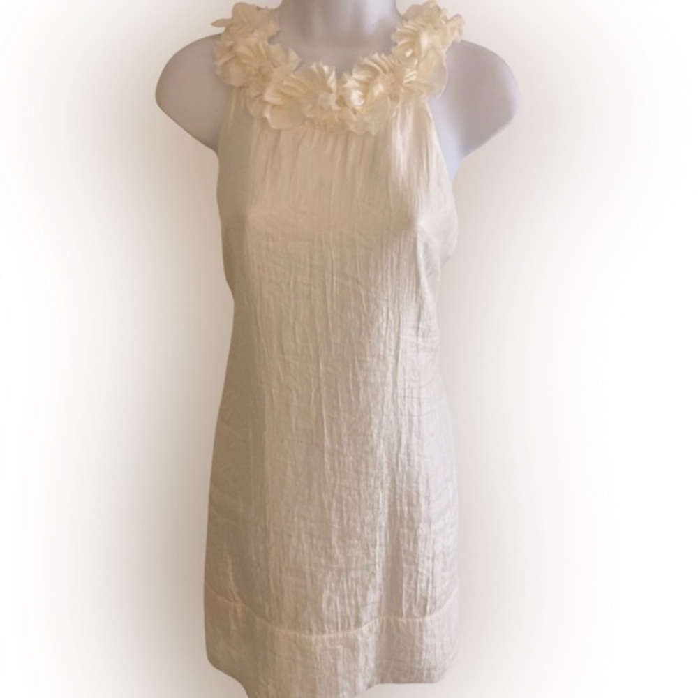 London Times Collar Dresx - 8 white , rayon nylon
